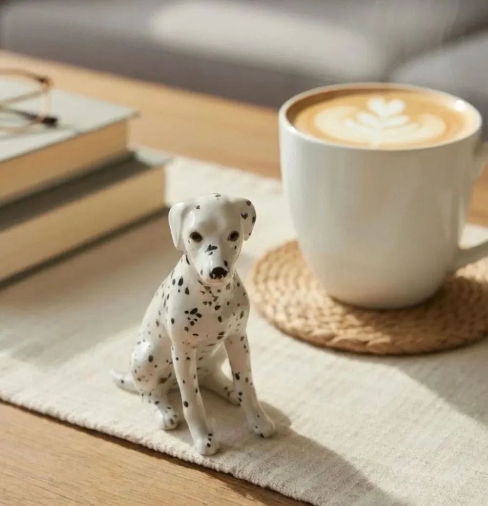 Ceramic Dalmatian Dog Figurine Piece Handmade Collectible Trinket Knickknack 6”
